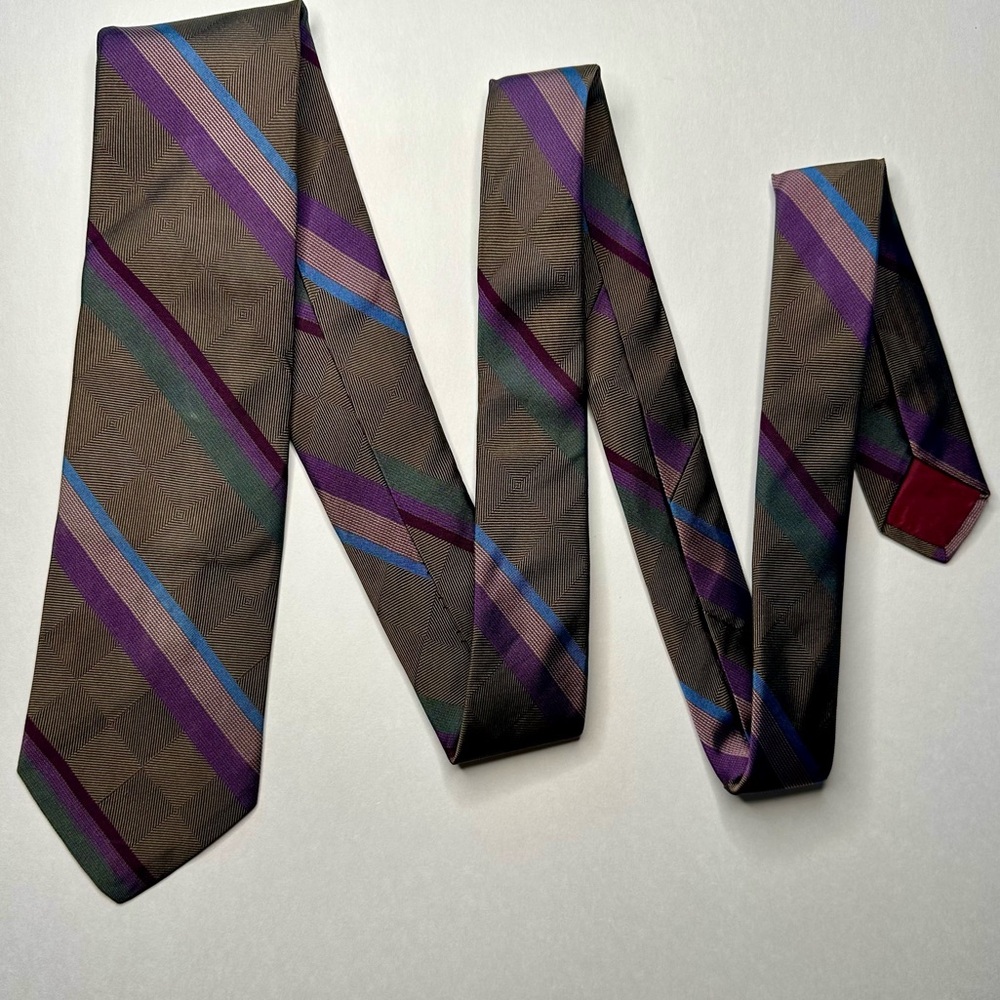 Vtg COLOURS by Alexander Julian Silk Striped Classic Tie